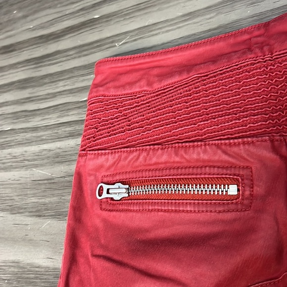 ISABEL MARANT POUR H&M RED WAXED MOTO BIKER PANTS SIZE 6 - Picture 13 of 16